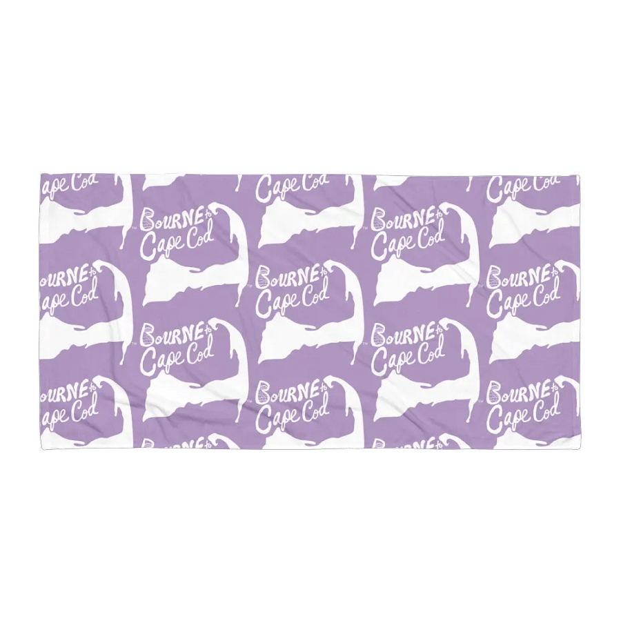 BOURNE to Cape Cod™ | Coastal Classic Beach Towel | All-Over Logo Print | Vibrant Colors for Salty Souls | White Logo on East Side Lavender product image (1)