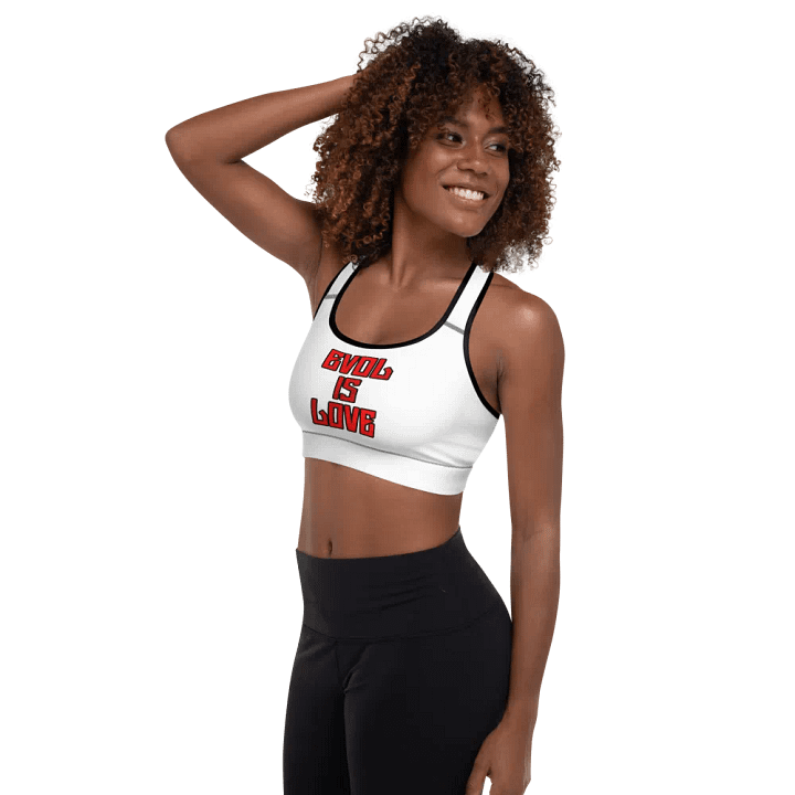 White Evol Is Love Sports Bra product image (2)