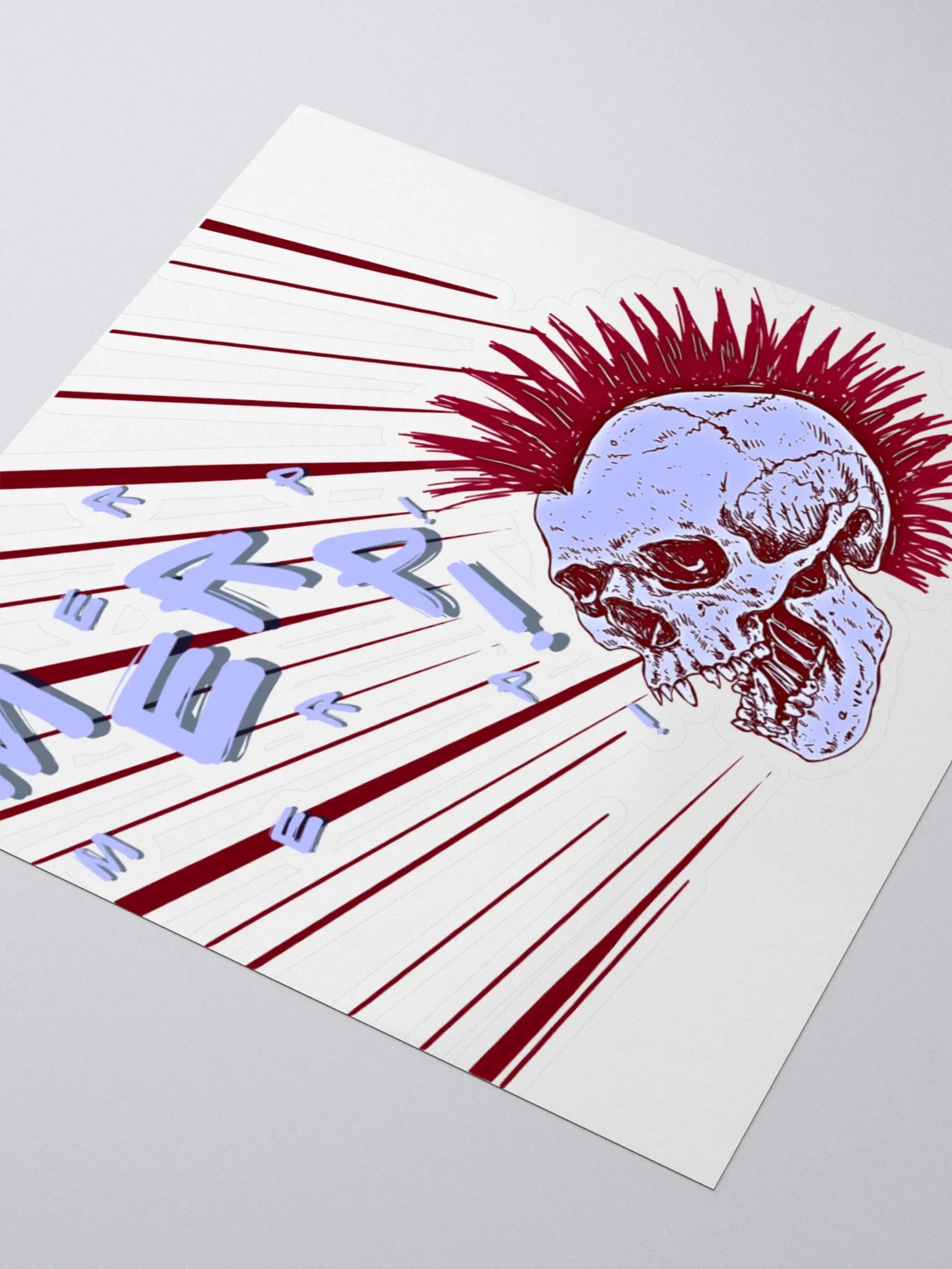 Merp Skull (Blue/Red) Kiss-Cut Sticker product image (3)