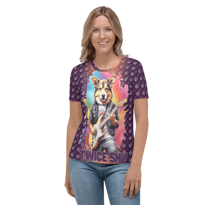 Once Bitten Twice Shy Dog Play Guitar All Over Print T-shirt product image (2)