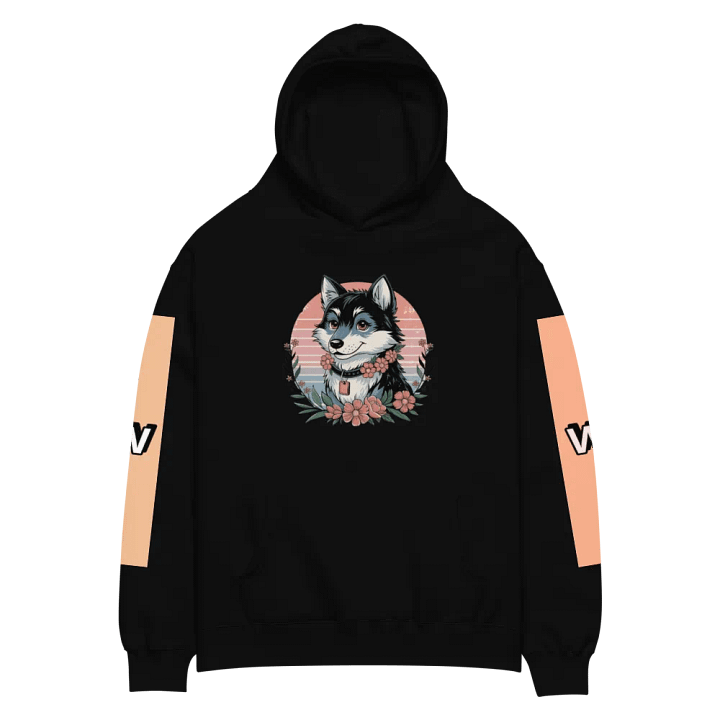 Smiling wolf dog Floral Wreath Hoodie product image (2)
