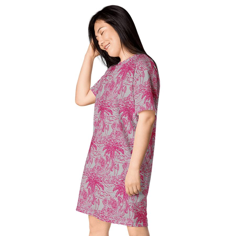 Flamingo Fancy Toile | Pink on Grey Tropical Toile | T-Shirt Dress | by Monique Faella Designs™ product image (4)