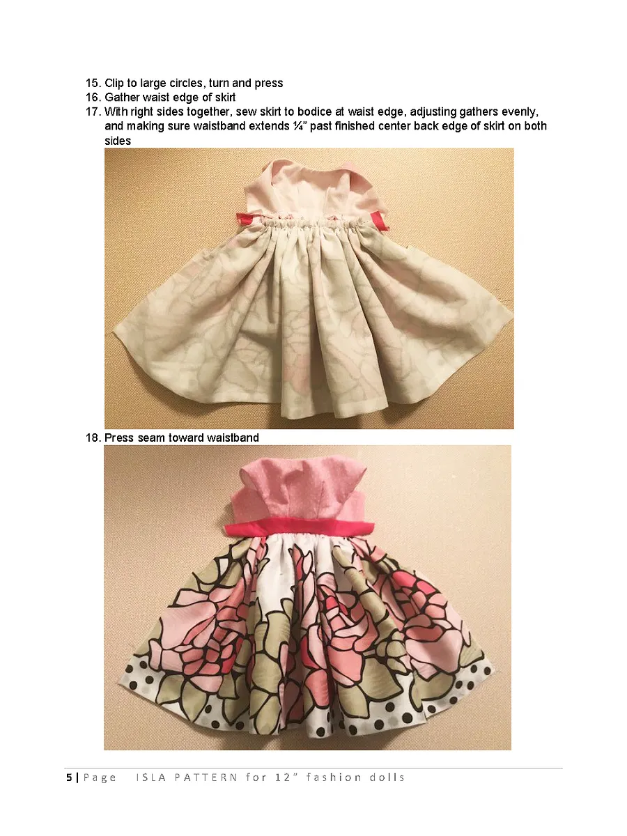Isla sewing pattern for 12" fashion dolls product image (3)