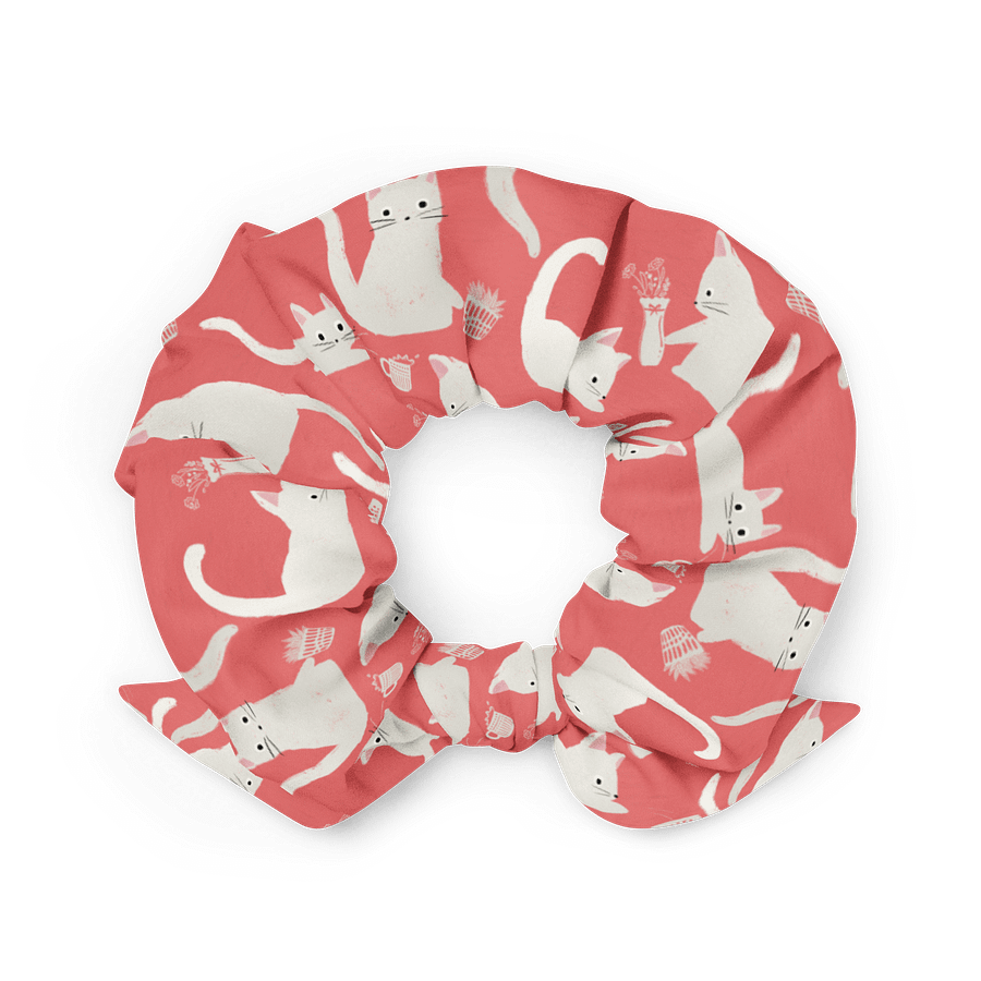 Bad Cats Knocking Stuff Over Patterned Scrunchie, Pink product image (2)