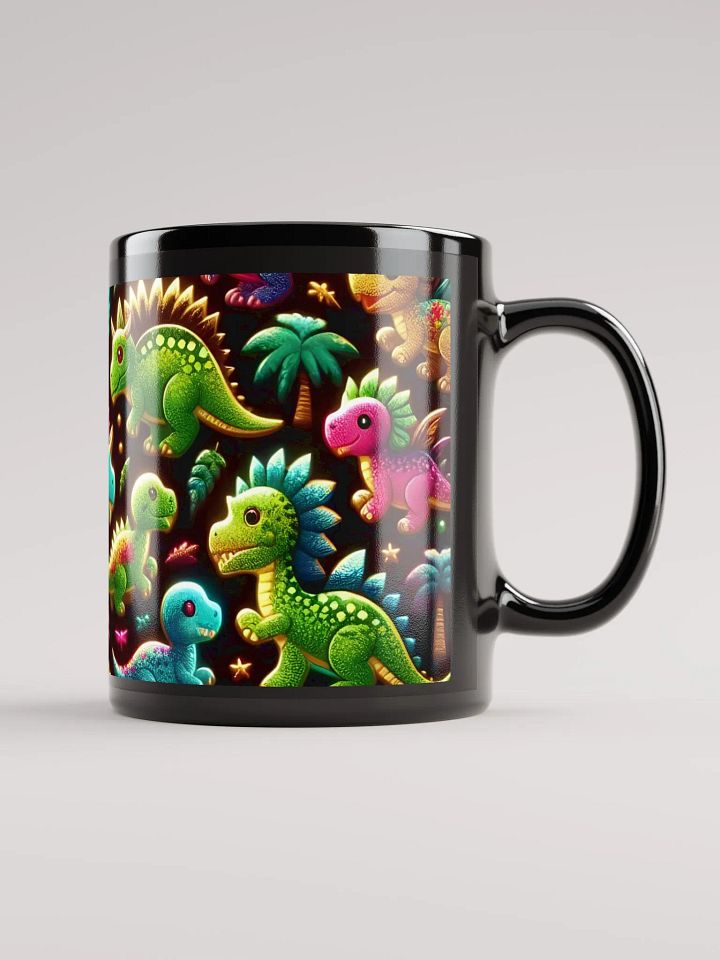 Neon Dino Paradise Black Glossy Mug product image (2)
