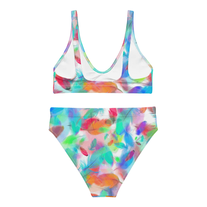 Colorful Feather Pattern Design High Waisted Bikini - v2 product image (1)