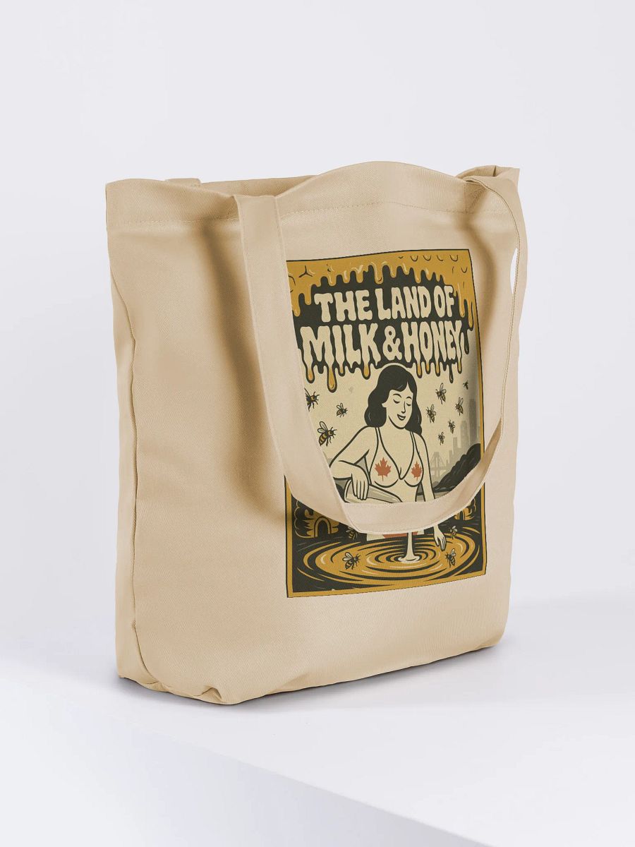 Cream "THE LAND OF MILK & HONEY" Organic Tote Bag product image (4)