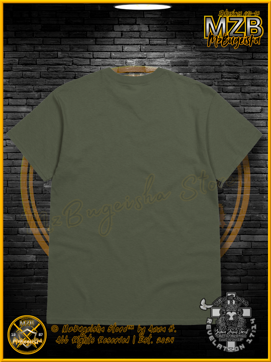 T-Shirt - MzBugeisha™ "Yeshua Jesus Christ King of kings " [V2/militarygreen] Faith Based T-Shirt By Anna H. product image (2)