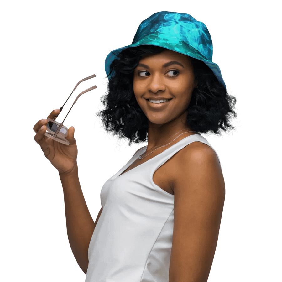 Blue Ocean Bokeh and Mermaid Stripe Bucket hat product image (7)