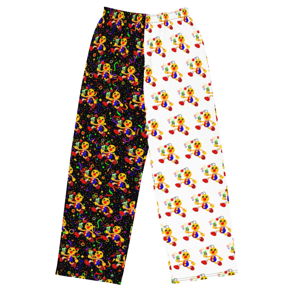 Split White and Arcade Boyoyoing Unisex Wide-Leg Pants product image (1)