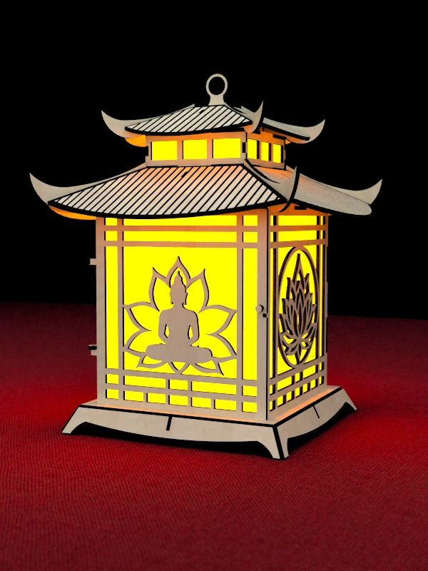 Pagoda Lantern Light Laser Cut File Download SVG, DXF, AI product image (2)