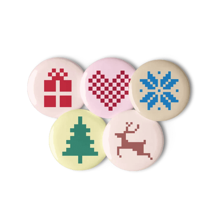 Pixelated Holiday Pin Buttons product image (2)