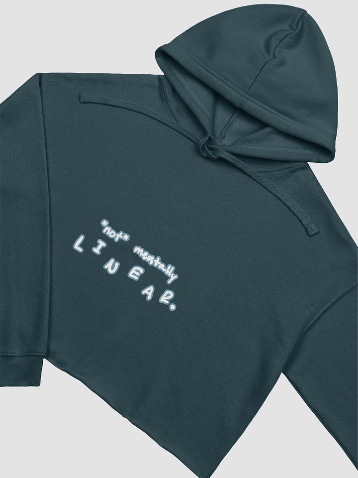 *not* mentally linear (lined design, #709AAF) fleece cropped hoodie product image (1)