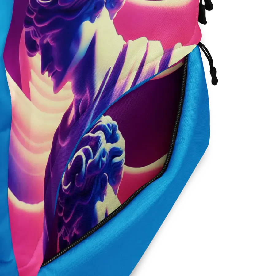 Greek God Retrowave City Pop Navy Blue Backpack product image (3)