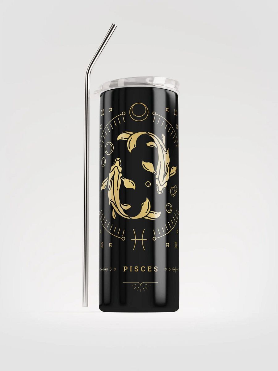 Pisces Zodiac Stainless Steel Tumbler: Radiant Gold Elegance for Astrology Aficionados! ✨♓ product image (1)