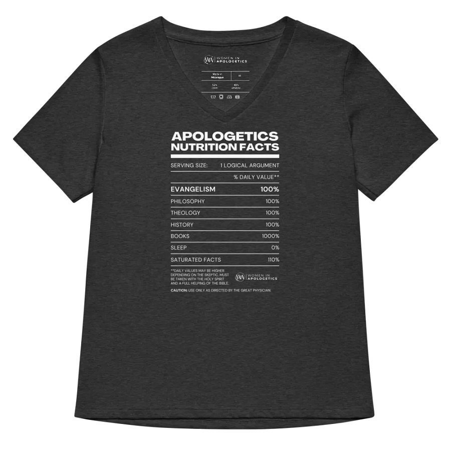 Apologetics Nutrition Facts Women's V-Neck T-Shirt product image (6)