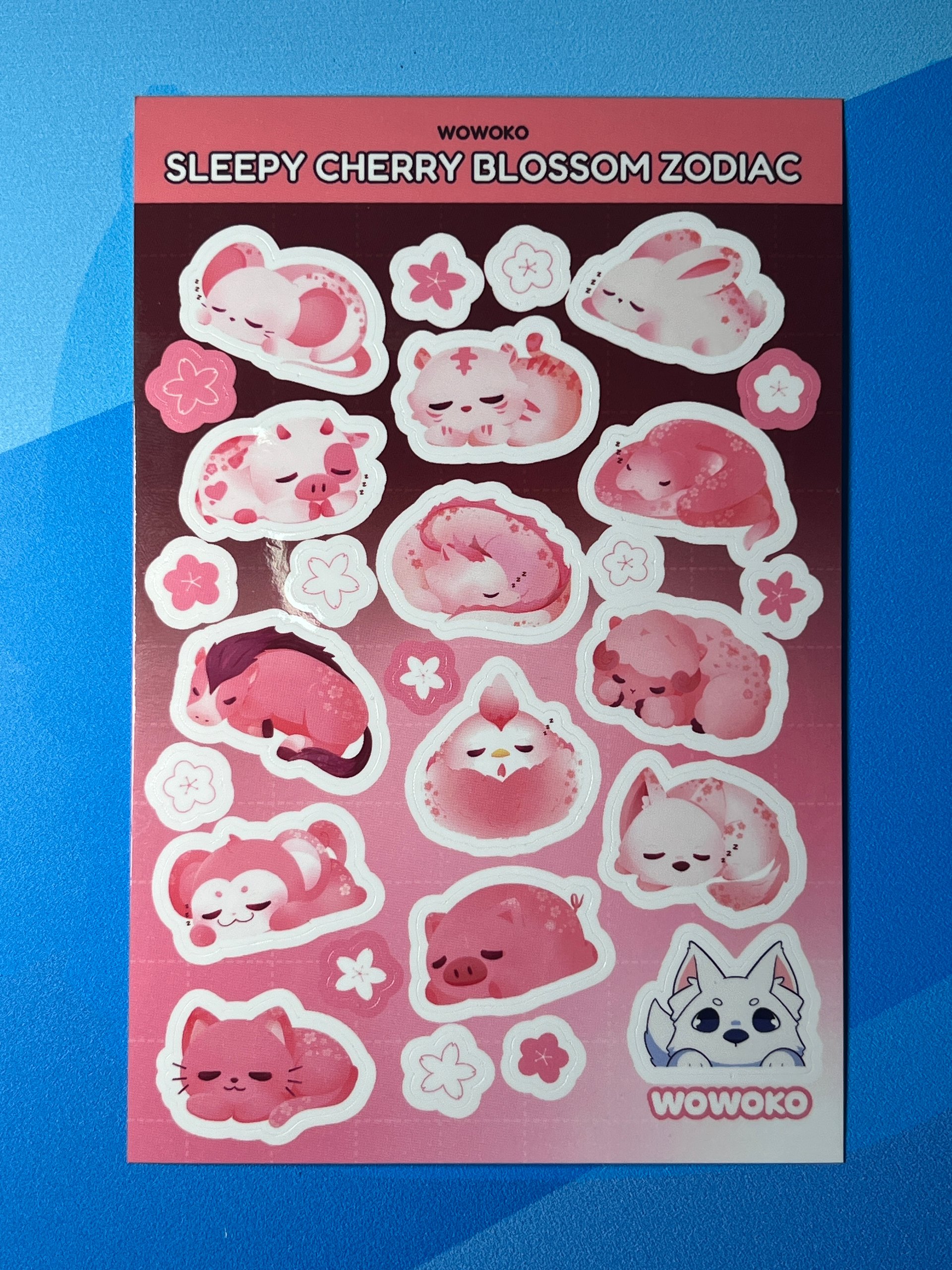 WoWoKo x Potato Fighters - Sleepy Cherry Blossom - Sticker Sheet product image (1)