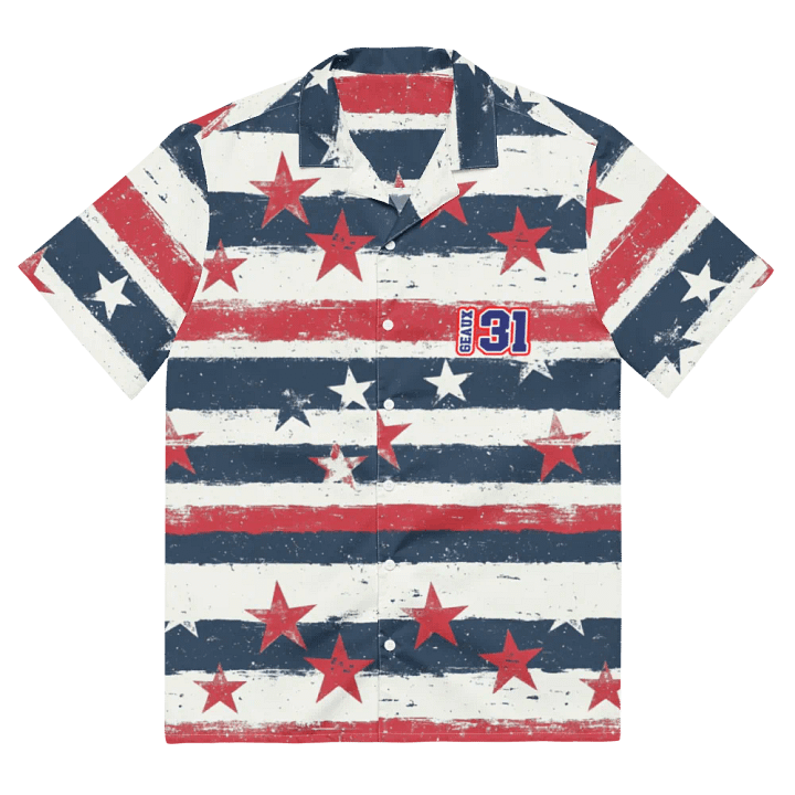 Geaux 31 - Vintage Stars & Stripes Pattern Hawaiian Style Shirt product image (2)