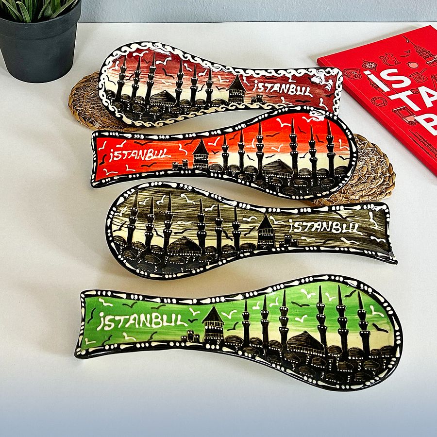 Handmade ceramic spoon rest, Istanbul (Green) — handmade pottery product image (3)