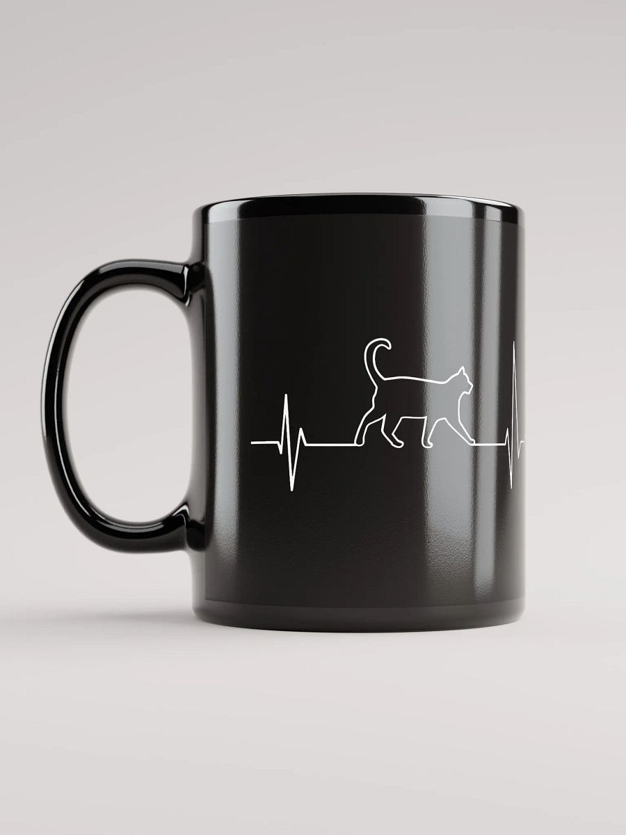 "Cat electrocardiogram" black glossy mug product image (1)