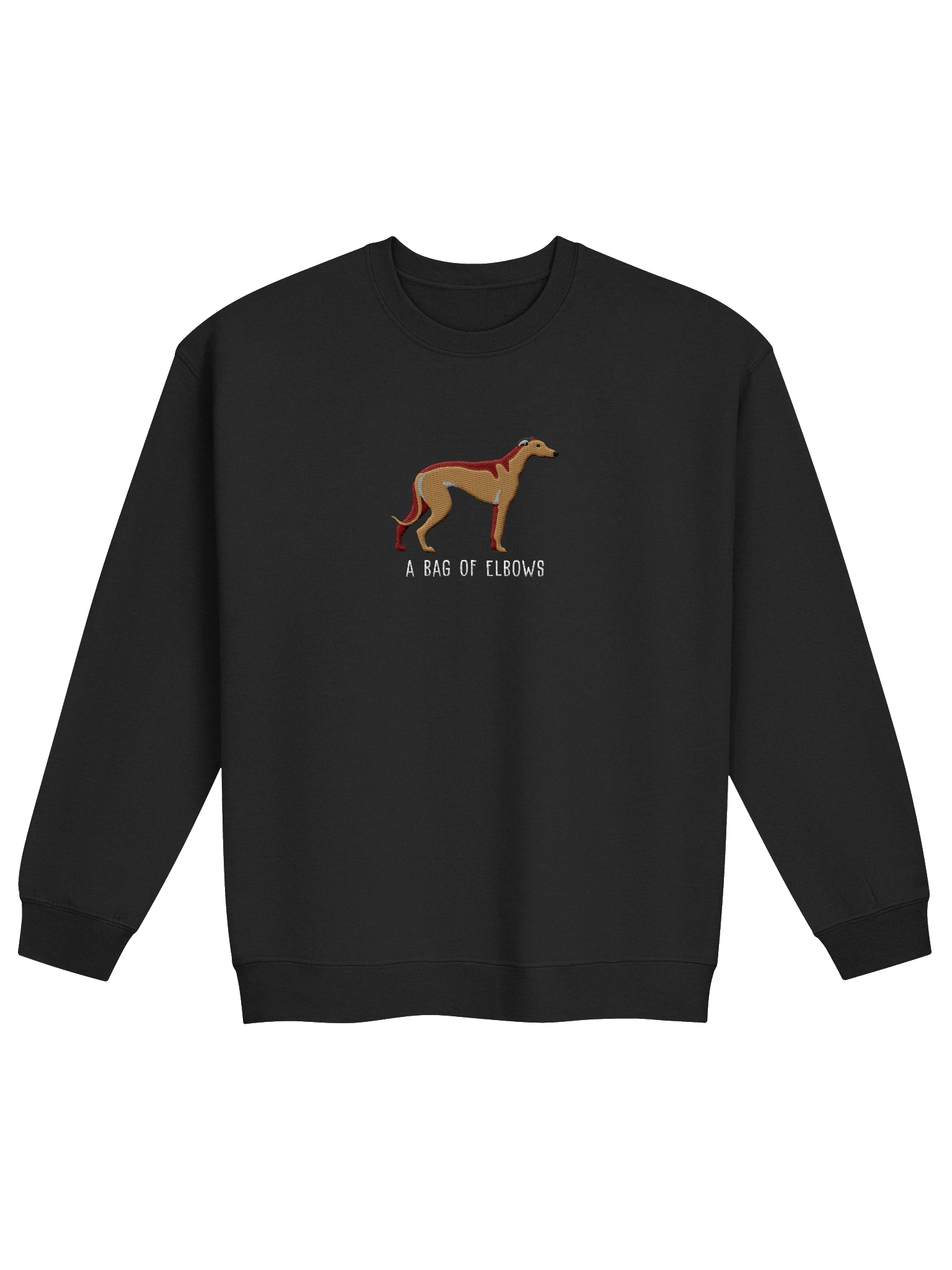 A Bag of Elbows Sweatshirt (Embroidered) of an English Greyhound(Tan 2) product image (3)