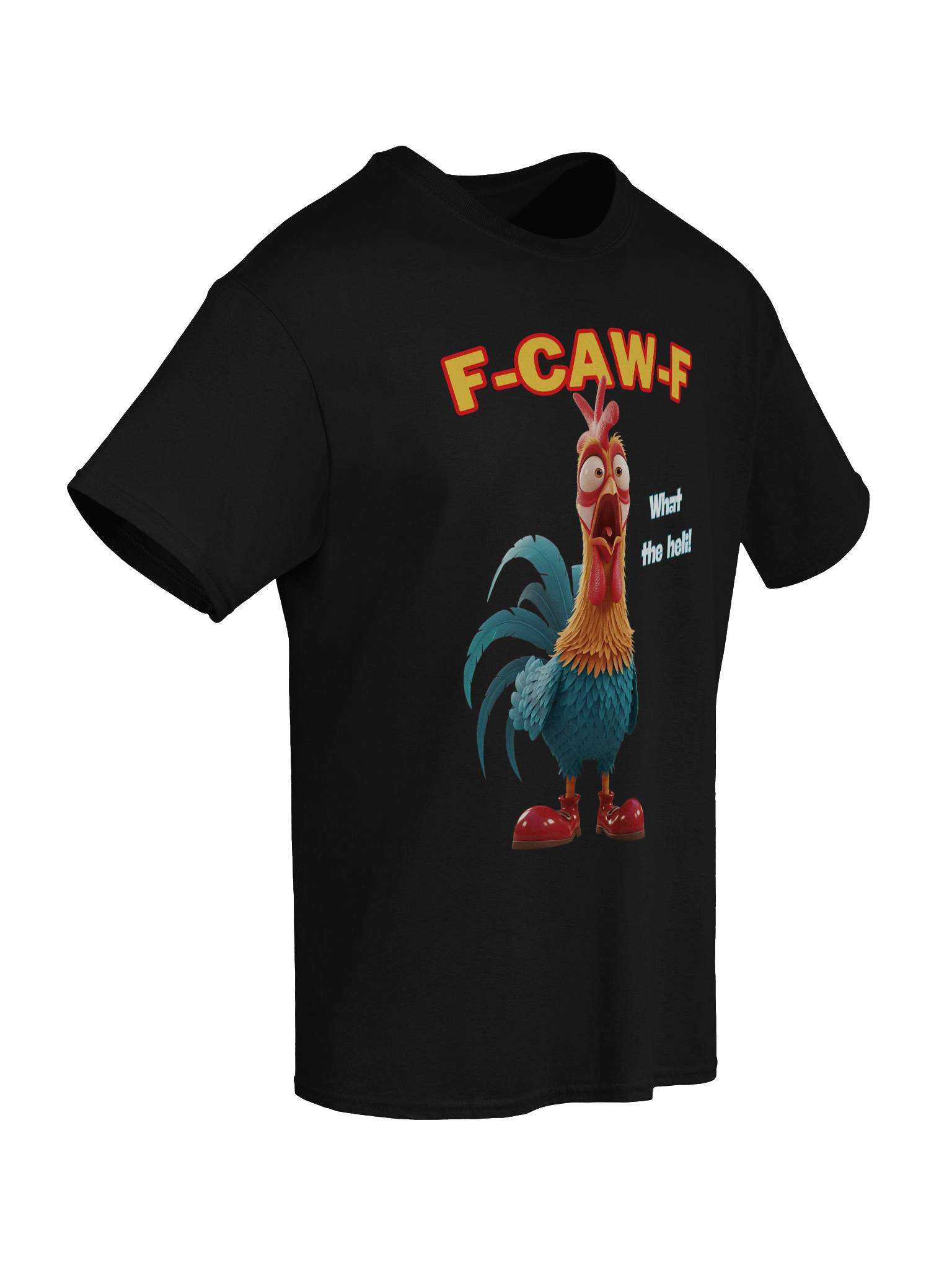 FUNNY ROOSTER T-SHIRT – BIG ROOSTER GRAPHIC TEE WITH “F-CAW-F” & “WHAT THE HELLI” SLOGANS – FARM HUMOR SHIRT, GAG GIFT product image (78)