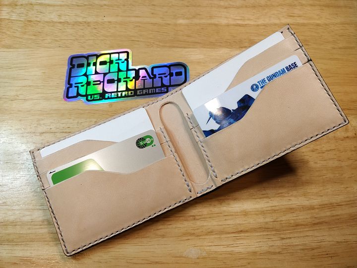 Handmade Billfold Wallet in Full Grain Turquoise Pull-up Leather product image (2)