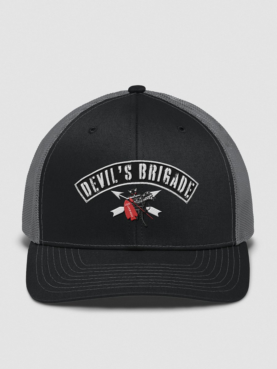 Devil's Brigade Trucker Hat, Text & Image Front, Rocker product image (1)