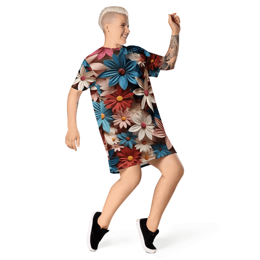 3D-Ditsy-Flowers-Seamless-Patterns T-shirt Dress - V7 product image (6)
