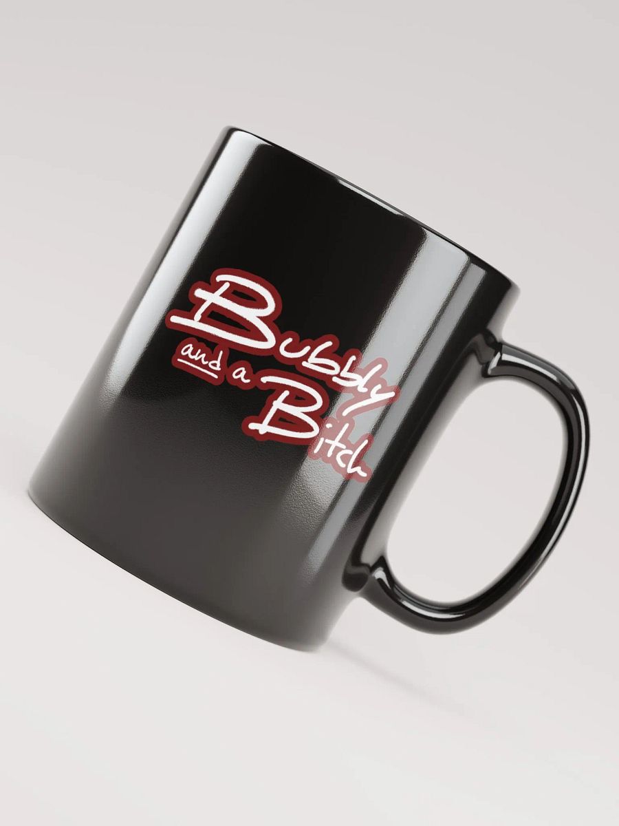 Bubbly and a B*tch (lined design, #6D1616) glossy black mug product image (3)