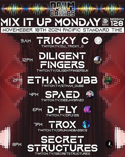 BIG LINEUP THIS WEEK for Mix It Up Monday! Our two guest are both phenomenal producers and DJ’s. @diligentfingersmcr DILIGENT...