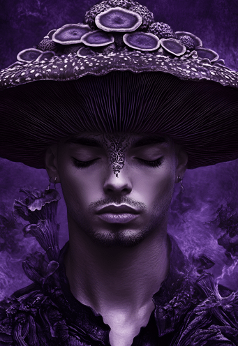 Enchanted Realm The Dark Mushroom Hat Against a Violet Dream product image (2)