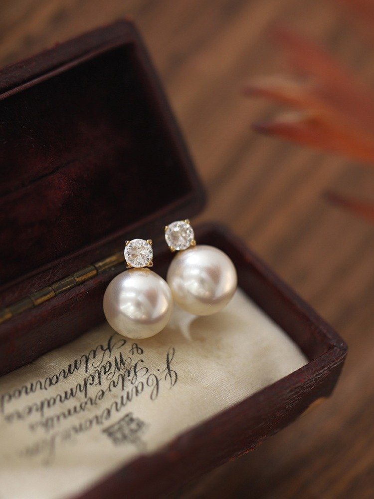 Pearl & Diamond Stud Earrings | Sterling Silver product image (4)