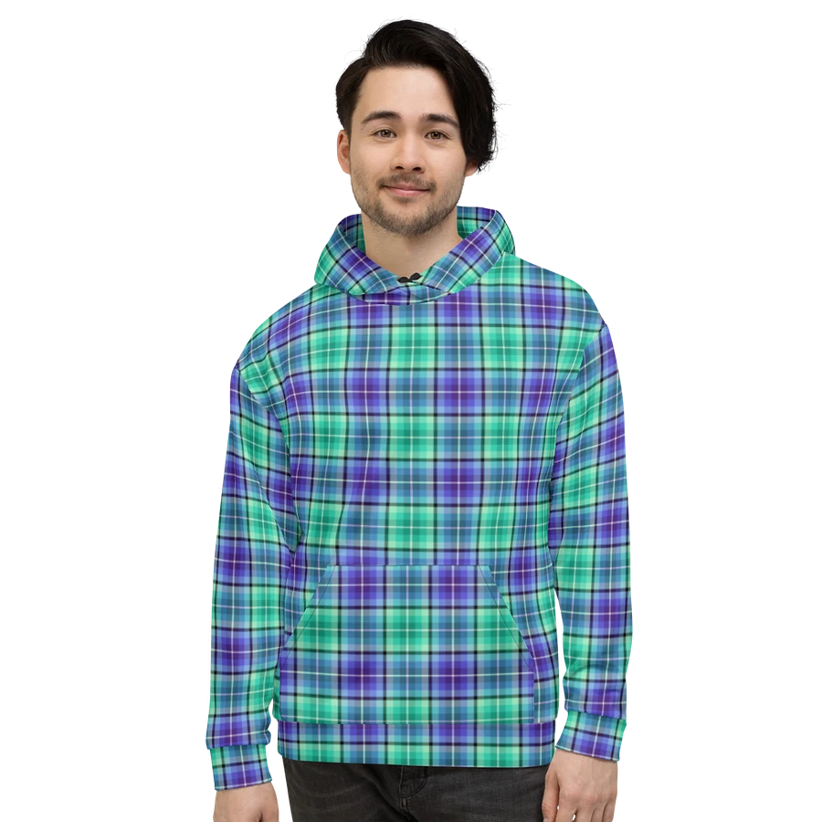 Bright Green and Purple Plaid Hoodie product image (2)