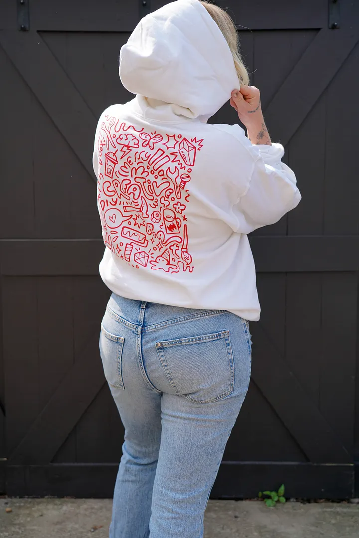 CREATIVE CHAOS HOODIE - Red txt product image (2)