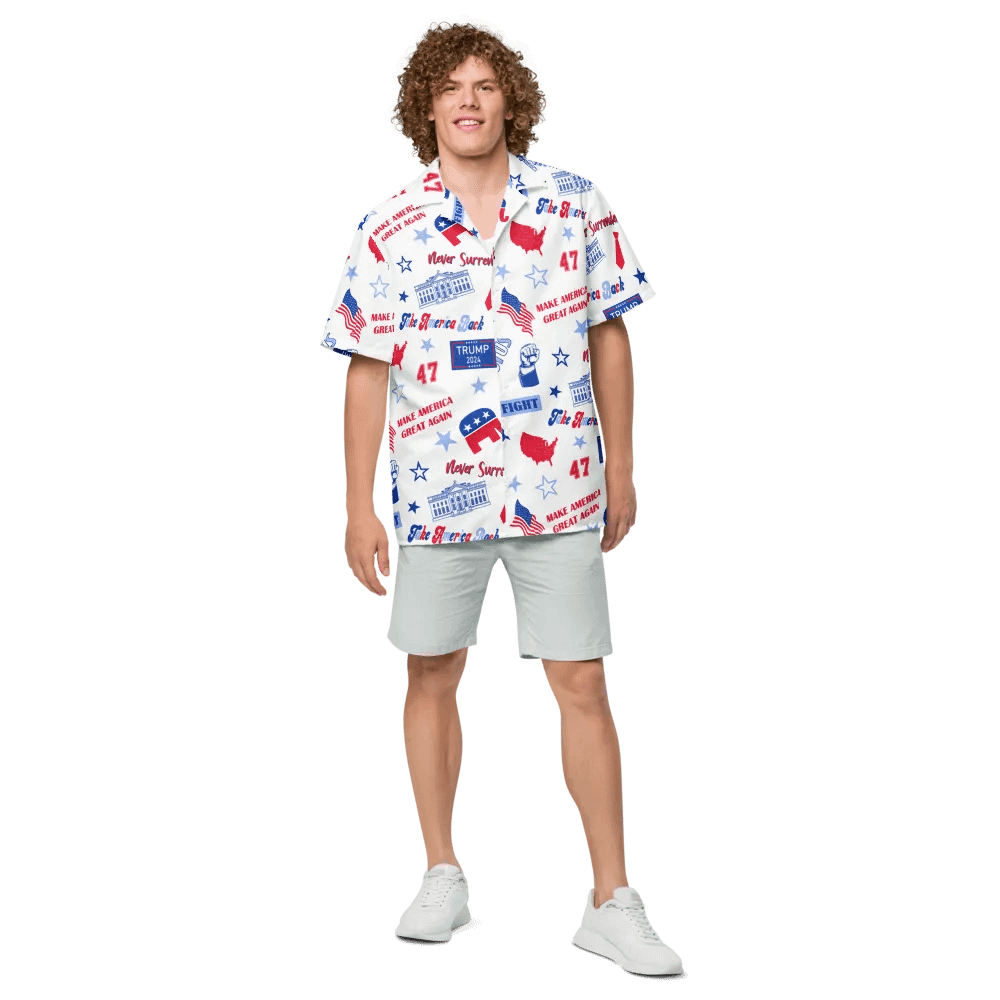 Trump 2024 Election-Themed White Pattern Hawaiian Shirt - Patriot Trump Supporter Make America Great Again product image (4)
