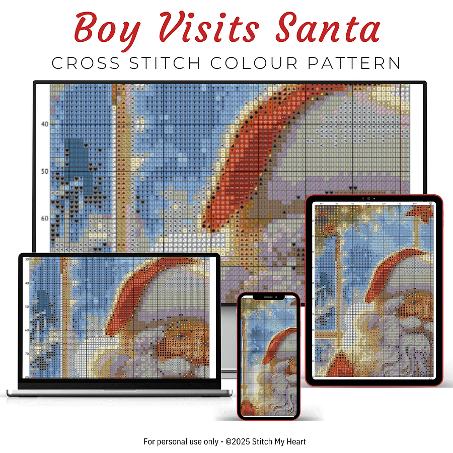 Boy Visits Santa's Grotto Cross Stitch Pattern product image (3)
