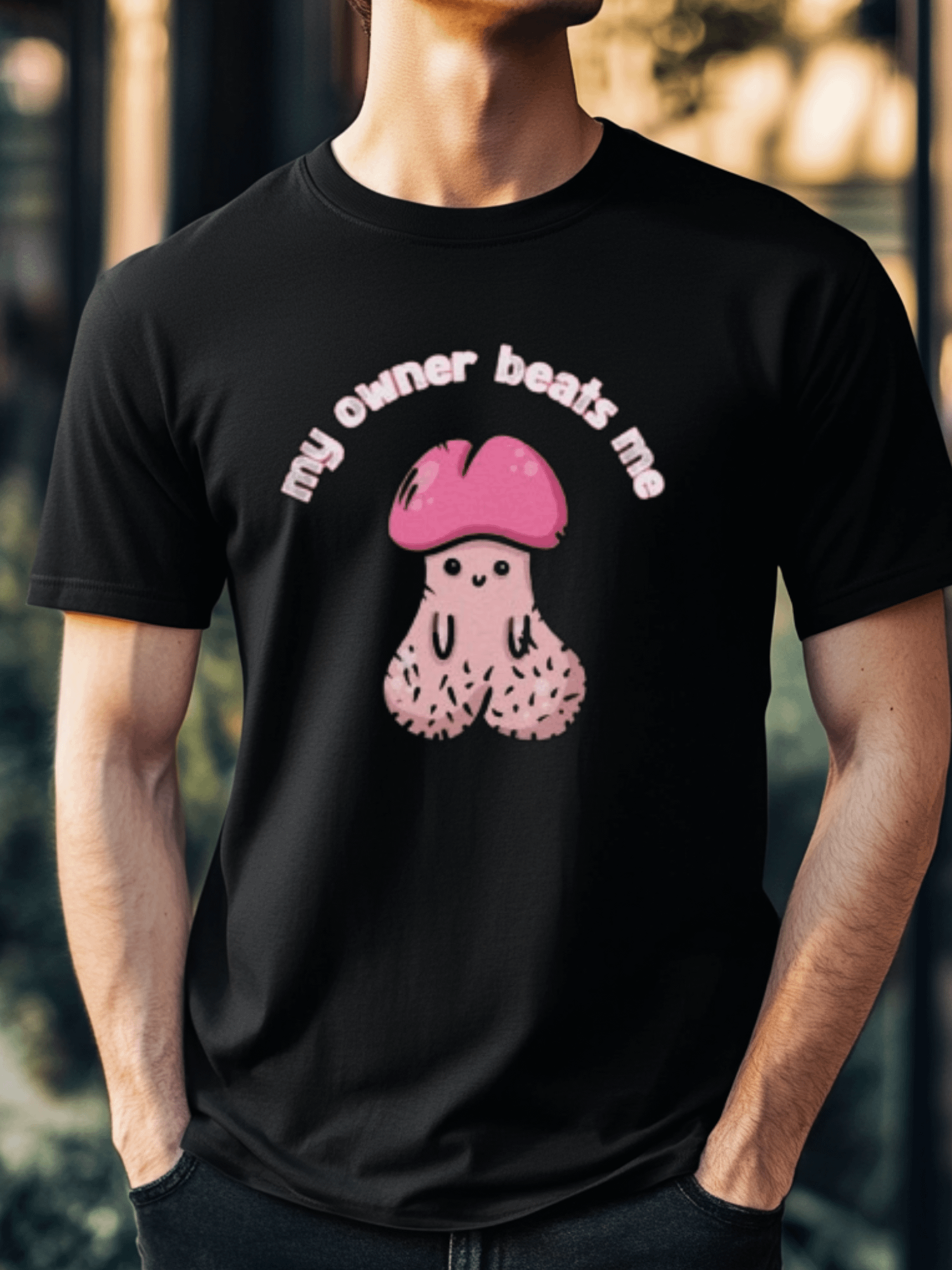 "My Owner Beats Me Shirt – Funny Graphic Tee for Pet Lovers" product image (1)