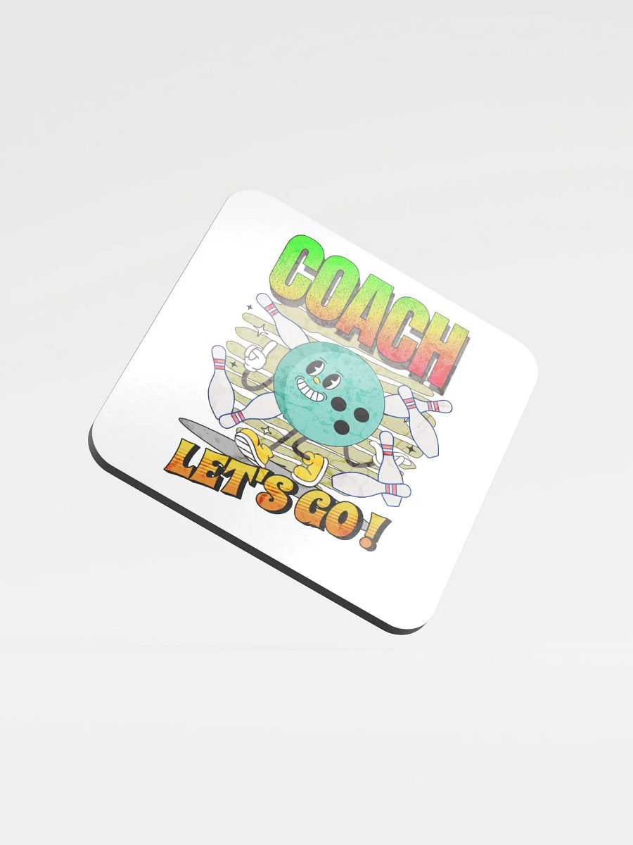 Retro Mascot Coach Bowling Excited Cork Coaster product image (1)