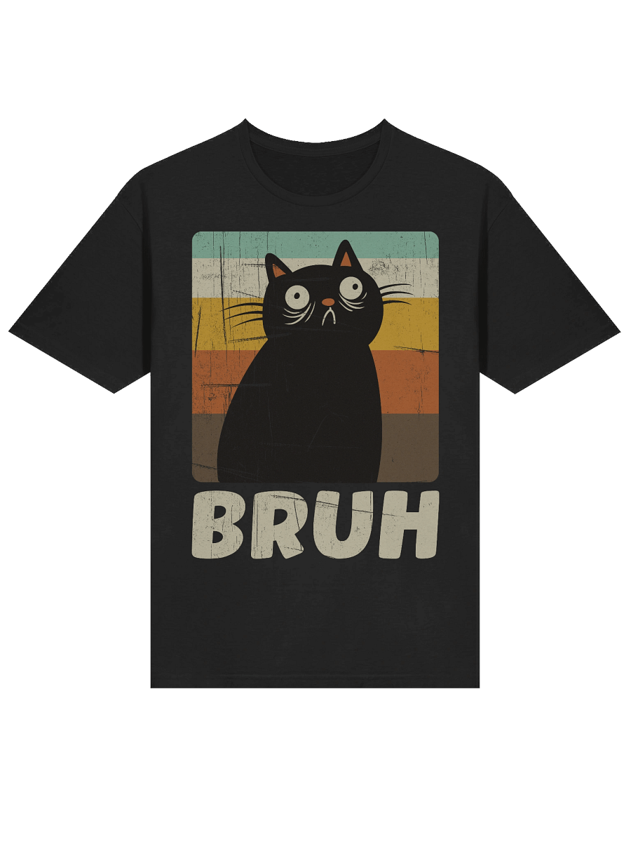 BRUH Black Retro Cat T-Shirt product image (14)