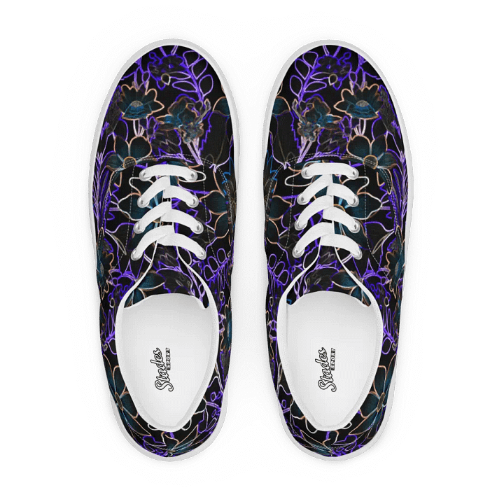 Trippy Floral Purple,Teal /Women's Lace-Up Canvas Shoes by Allcolor product image (1)
