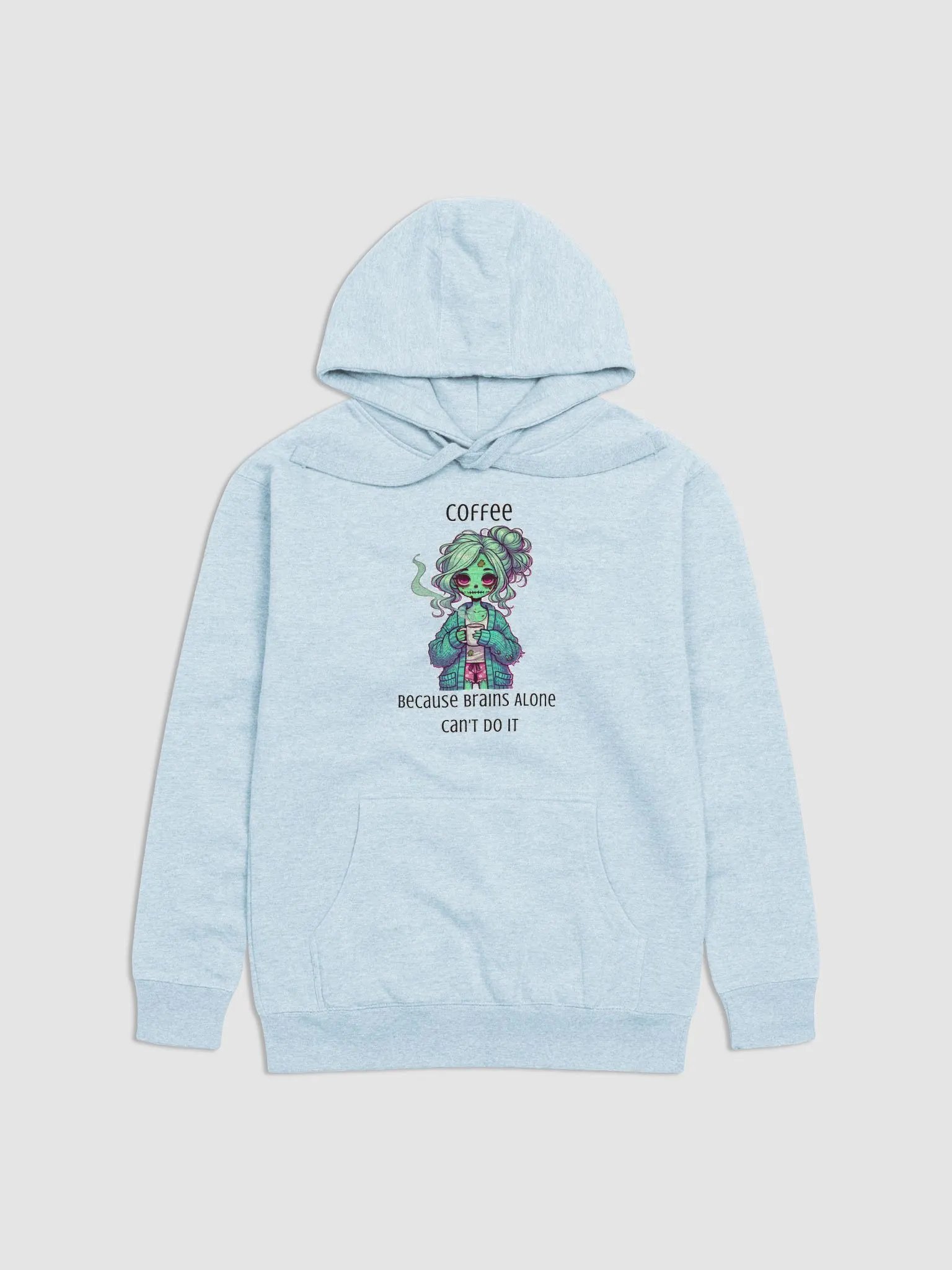 "Coffee, Because Brains Alone Can't Do It" Cozy Zombie Hoodie product image (2)