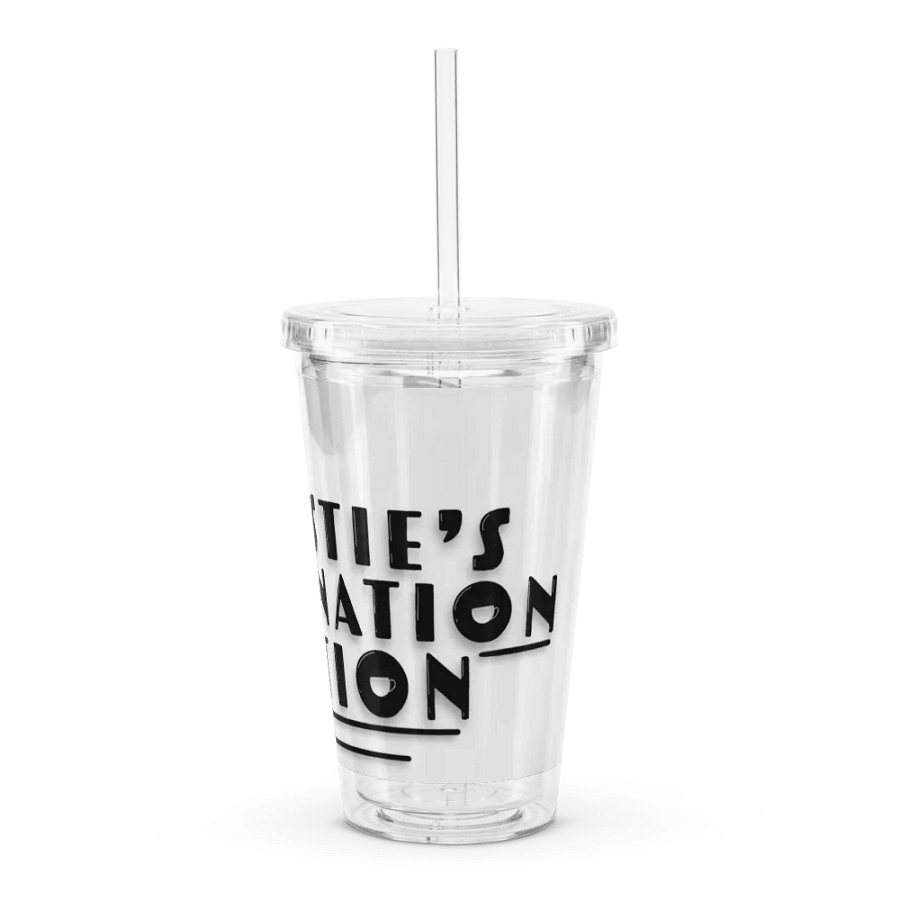 Clear Tumbler Cup with Lid & Straw - Black Text Logo product image (4)