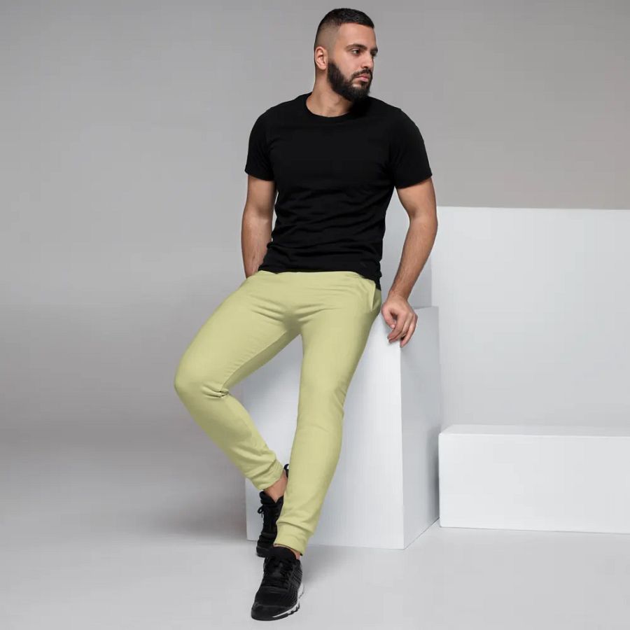 Plain Light Yellow True Summer Recycled Polyester Premium Men's Joggers by Treasure Pie product image (7)
