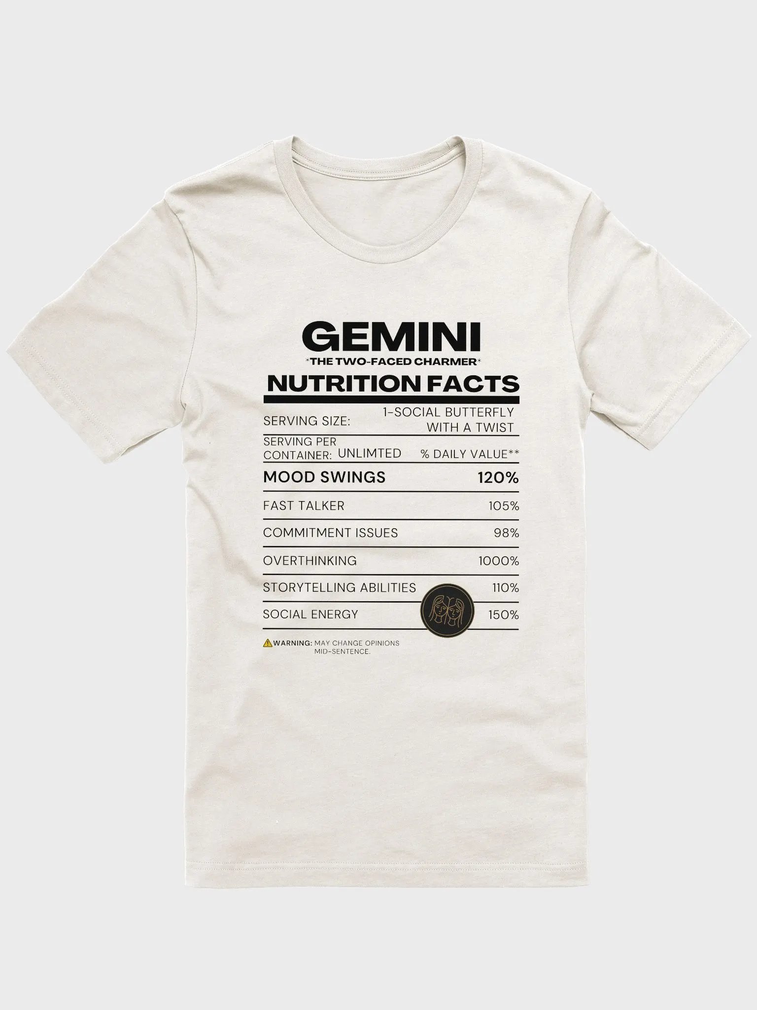 GEMINI NUTRITION FACTS T-Shirt product image (1)