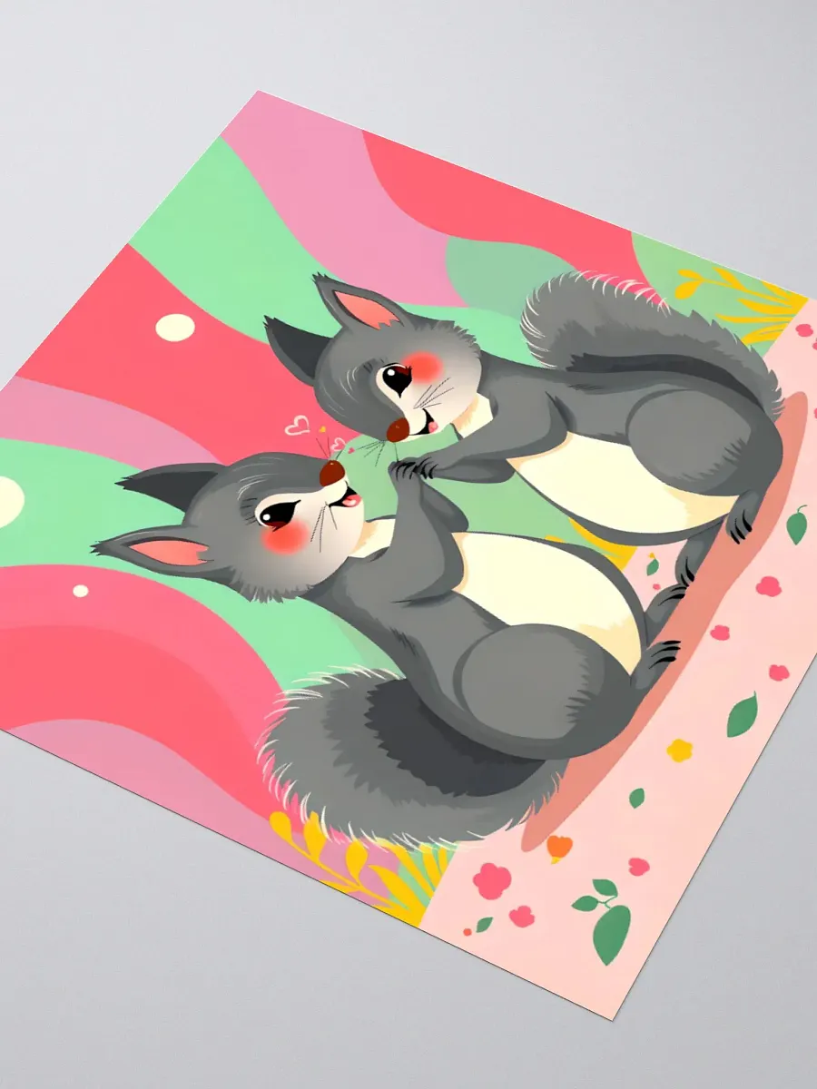 Playful Squirrel Love Kiss Cut Stickers product image (9)