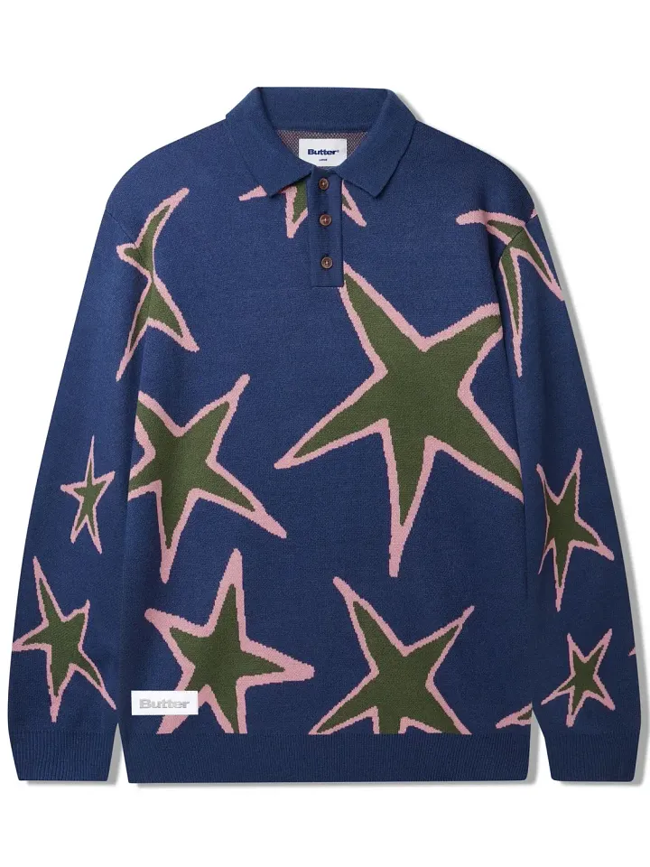 Star Polo Knit Sweater, Prussian product image (1)