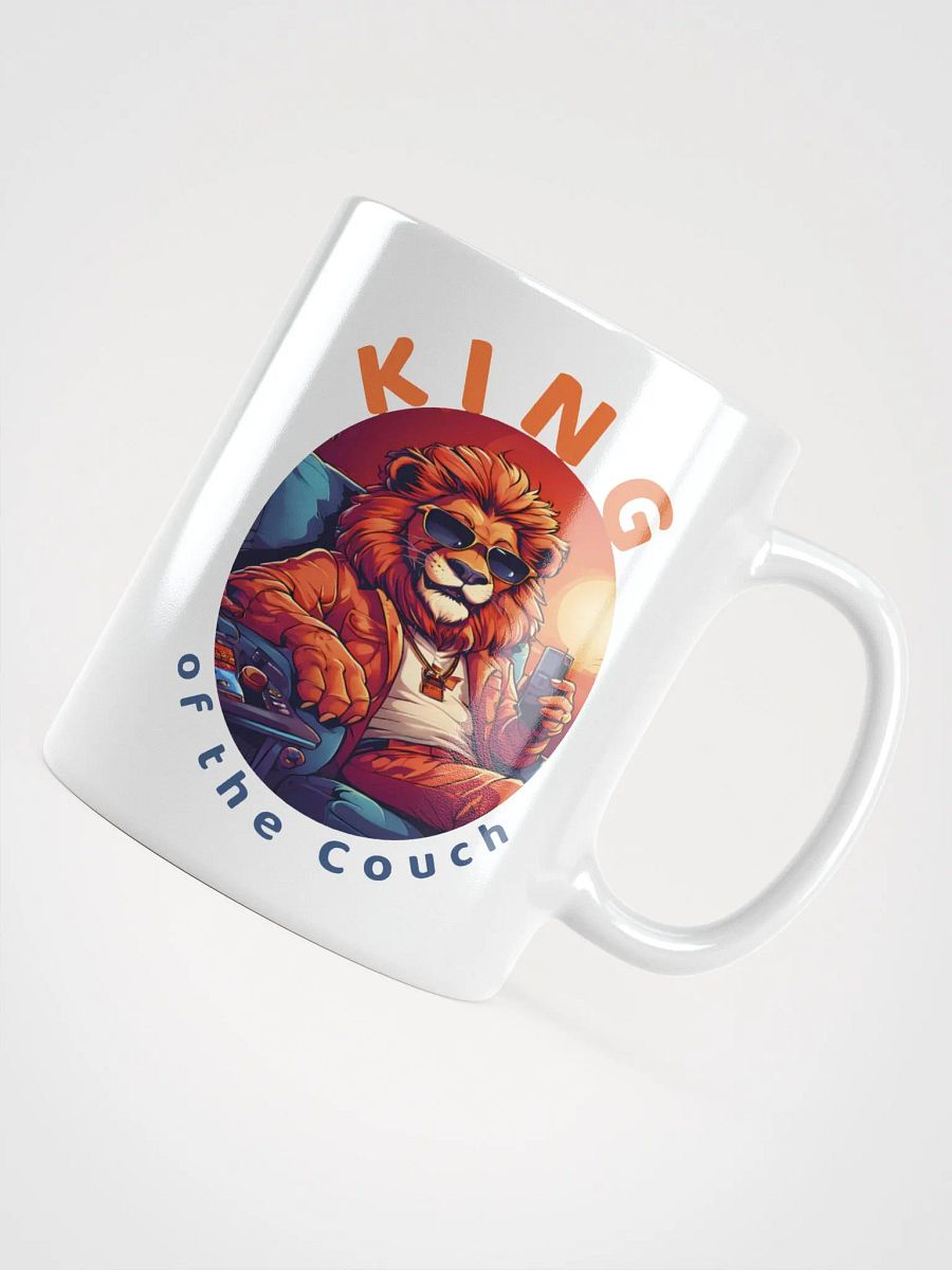 King of the Couch - Funny Stylish Lion White Glossy Mug - Perfect Gift for Relaxation Lovers product image (4)