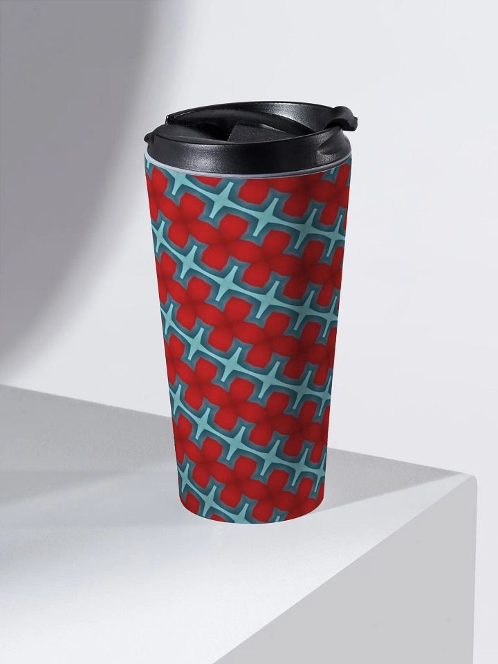 Red & Blue Diagonal Floral Travel Mug product image (2)