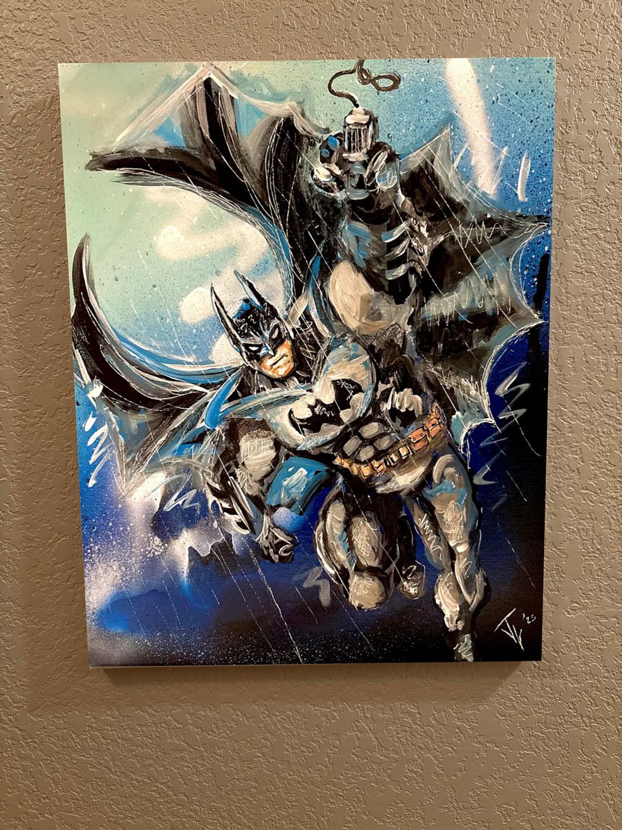Canvas Prints of Bat Guy Grappling in the Rain product image (6)